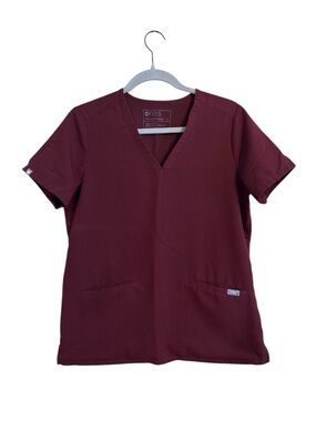 Figs V-neck Medical Scrub Top in Burgundy Wine